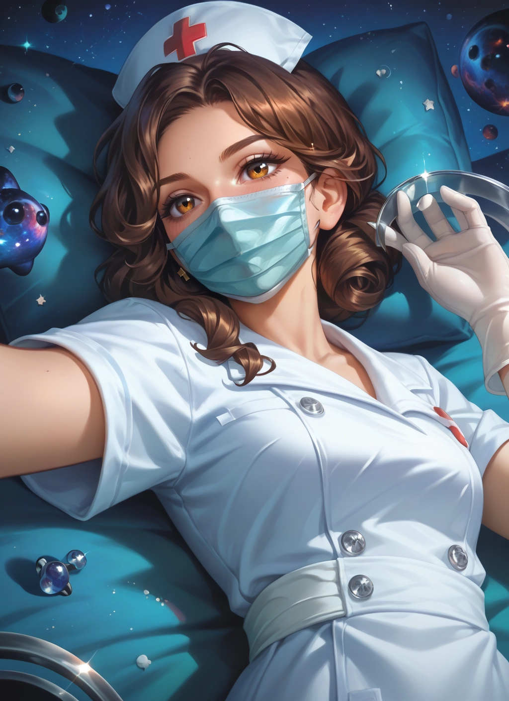 1girl, mask, hat, gloves, mouth mask, nurse cap · Yamete.gg