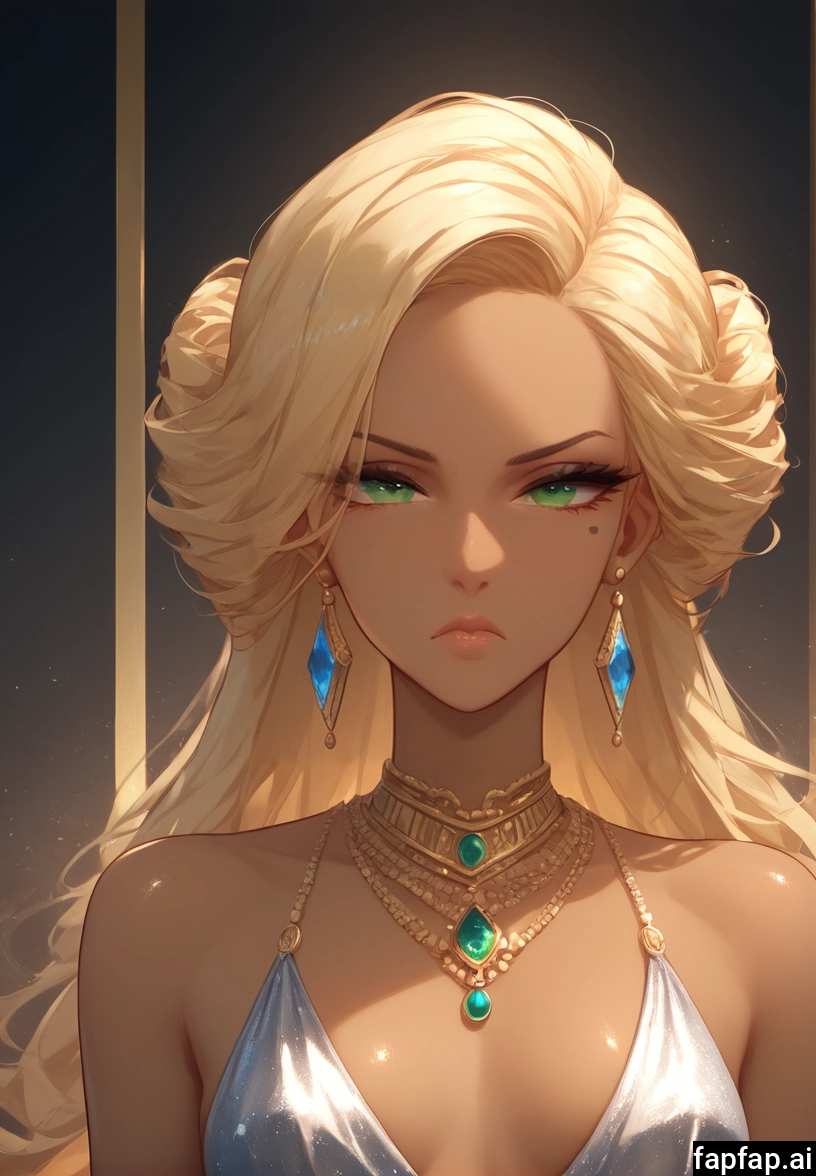 1girl, solo, jewelry, green eyes, blonde hair, earrings · Yamete.gg