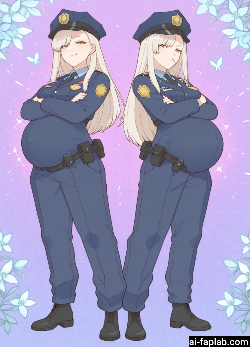 uniform, pregnant, crossed arms, police, police uniform, long hair · Yamete.gg
