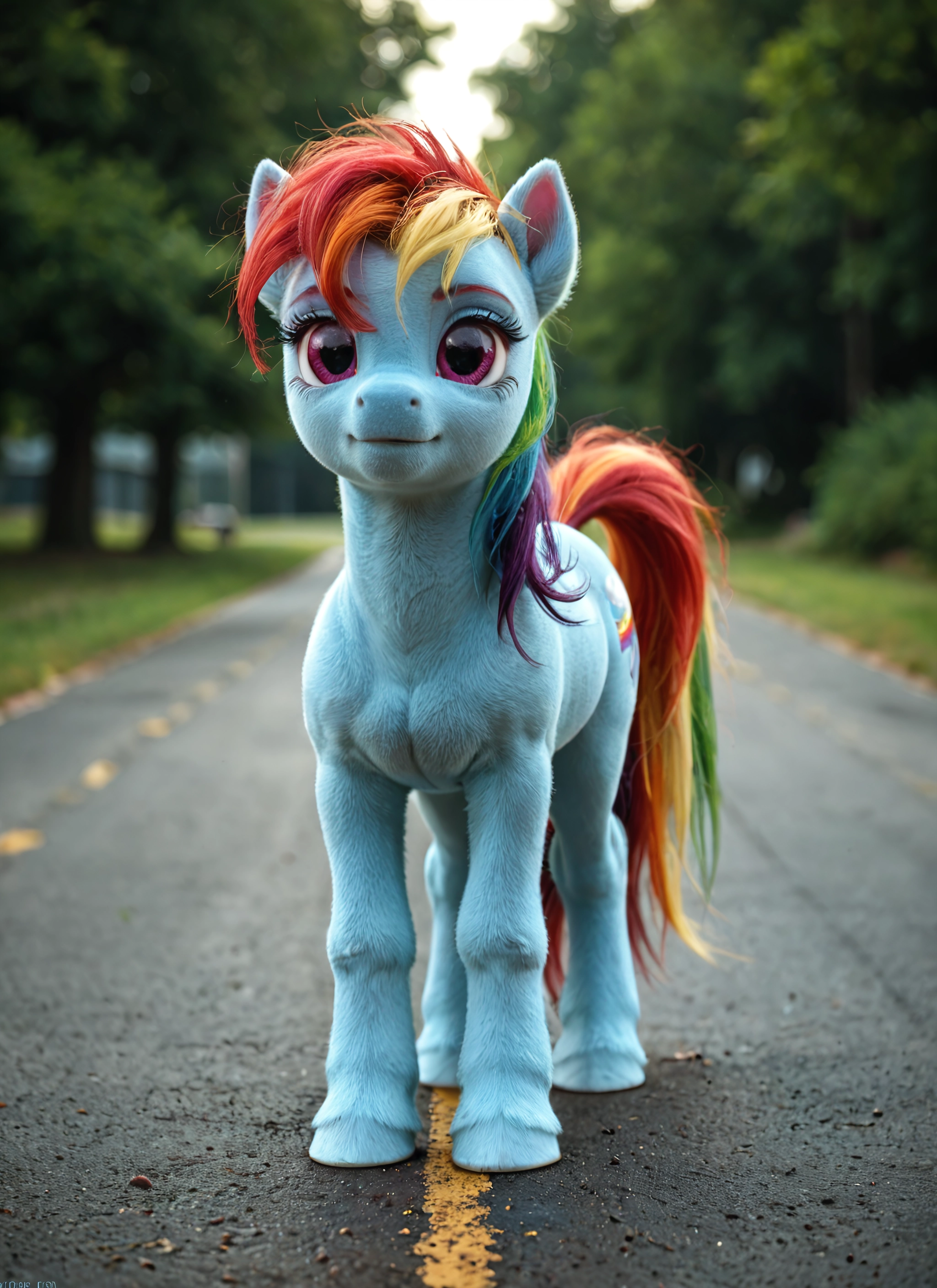 furry, no humans, solo, multicolored hair, cutie mark, outdoors · Yamete.gg