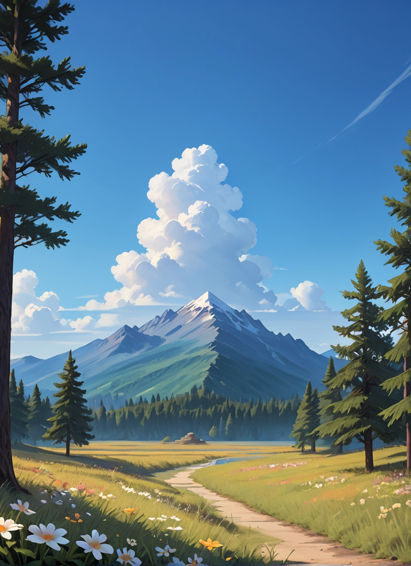 no humans, scenery, cloud, sky, tree, flower