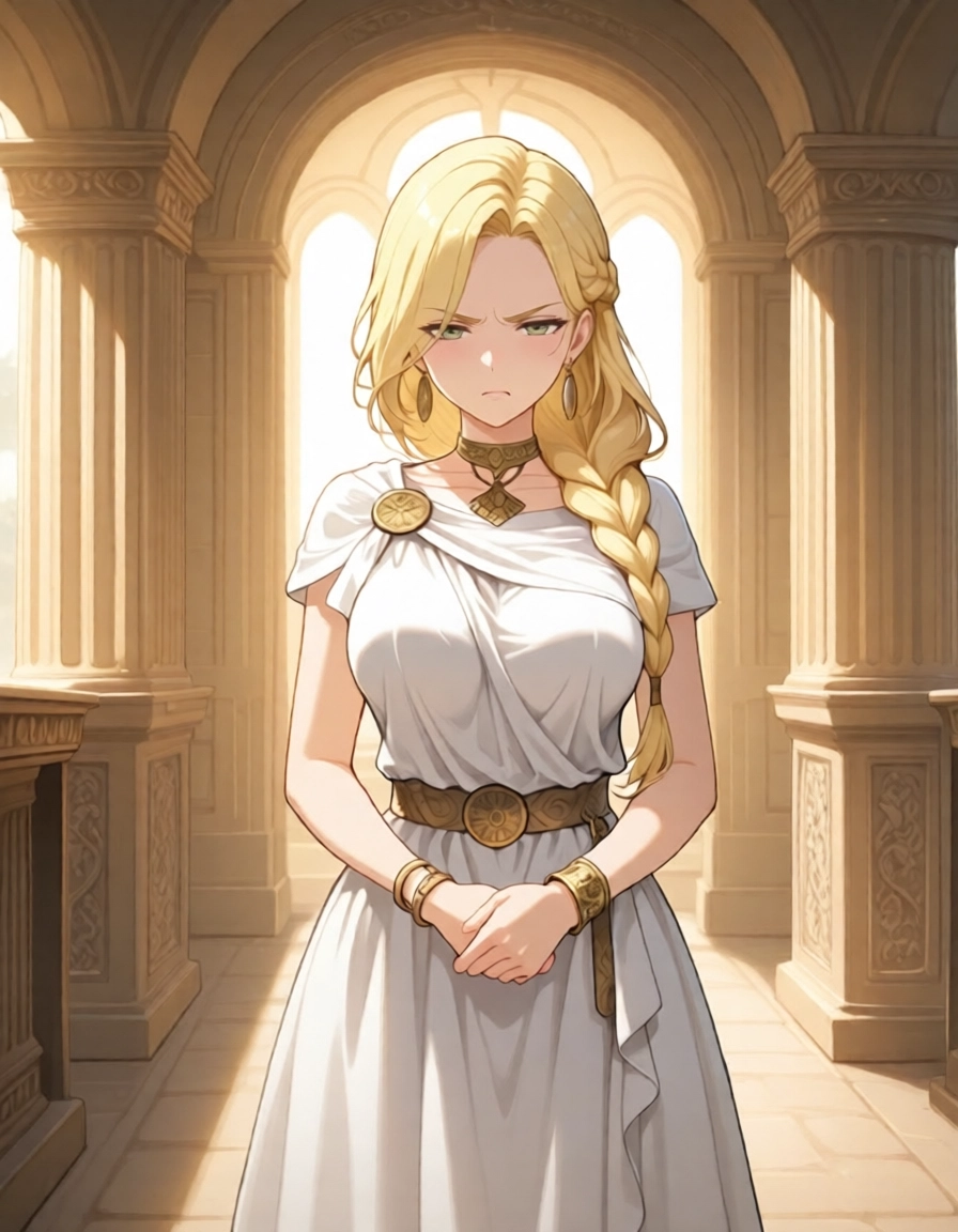 1girl, jewelry, solo, blonde hair, long hair, breasts · Yamete.gg
