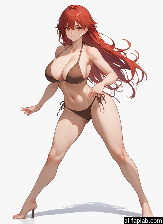 1girl, breasts, swimsuit, bikini, long hair, red eyes