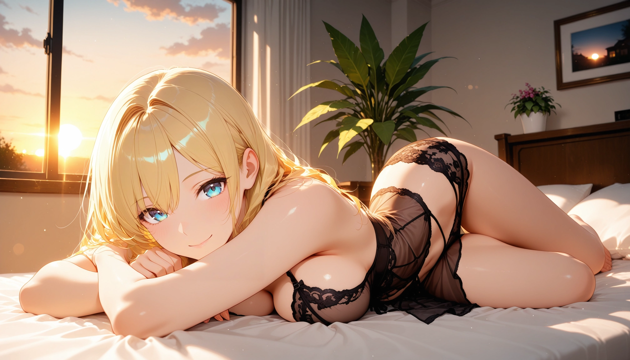 1girl, breasts, blonde hair, solo, smile, blue eyes · Yamete.gg
