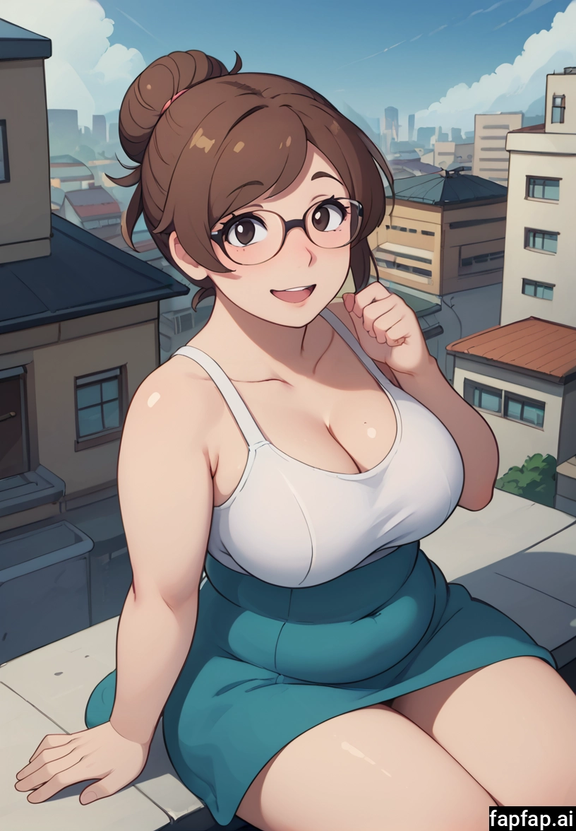 1girl, breasts, glasses, brown hair, solo, hair bun · Yamete.gg