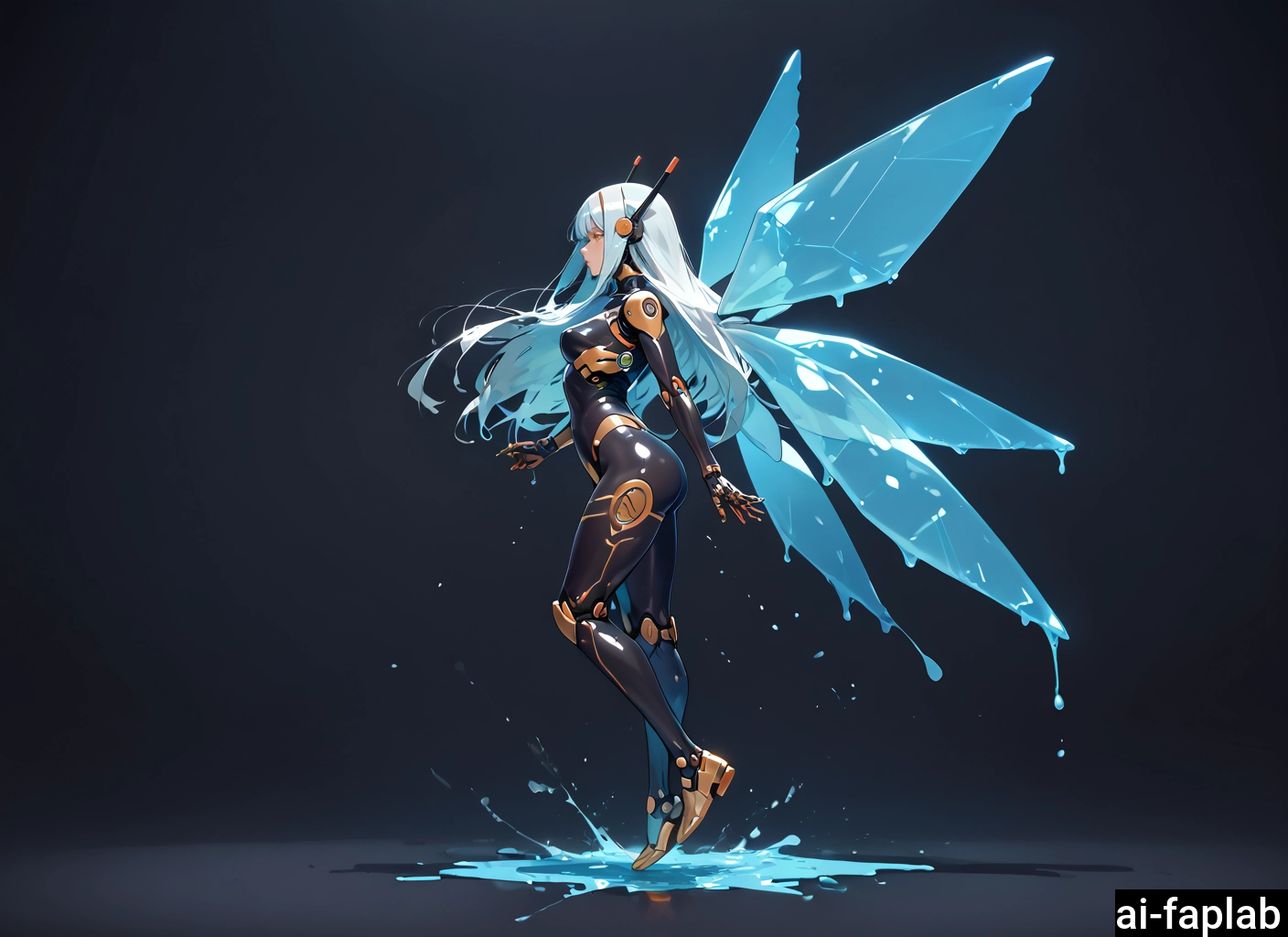 1girl, solo, long hair, wings, joints, full body · Yamete.gg