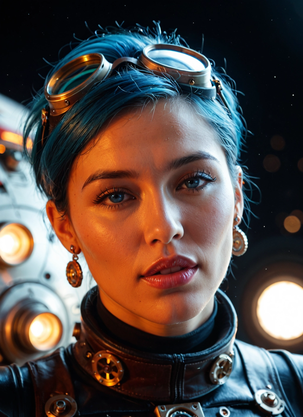 1girl, solo, goggles, jewelry, earrings, goggles on head · Yamete.gg