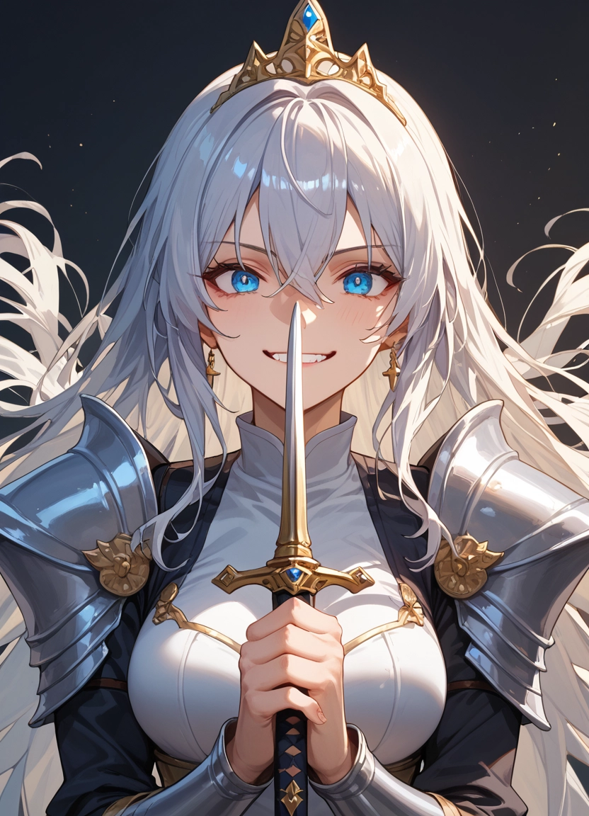 1girl, weapon, long hair, blue eyes, solo, sword · Yamete.gg