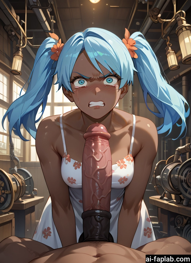 1girl, penis, 1boy, twintails, hetero, dress
