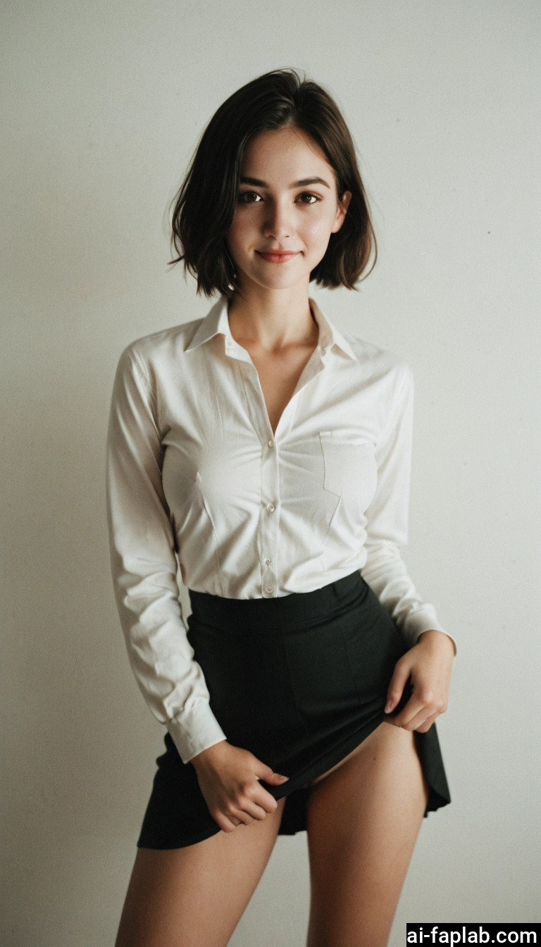 1girl, solo, skirt, photo (medium), skirt lift, clothes lift · Yamete.gg