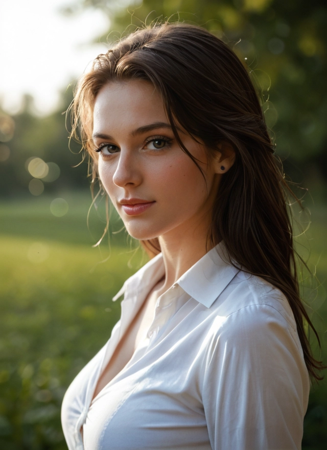 1girl, solo, shirt, looking at viewer, jewelry, brown eyes · Yamete.gg