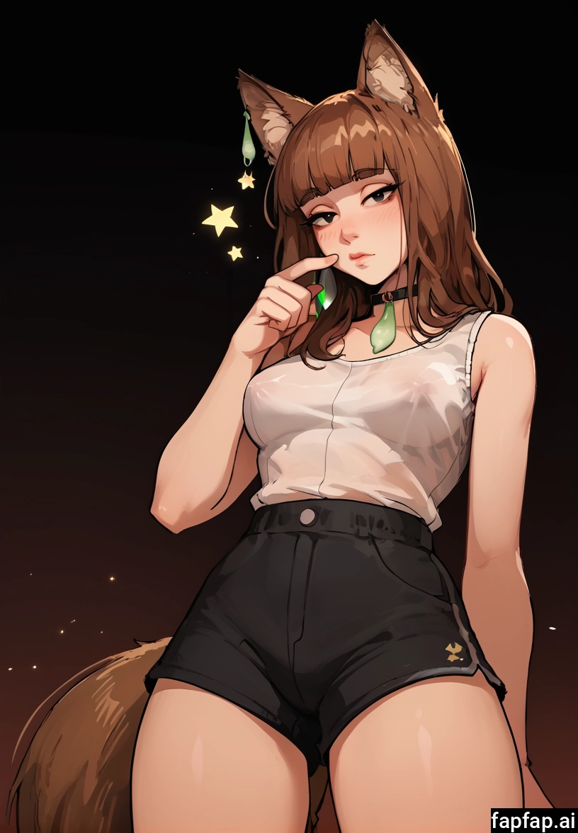 1girl, animal ears, solo, brown hair, bangs, tail