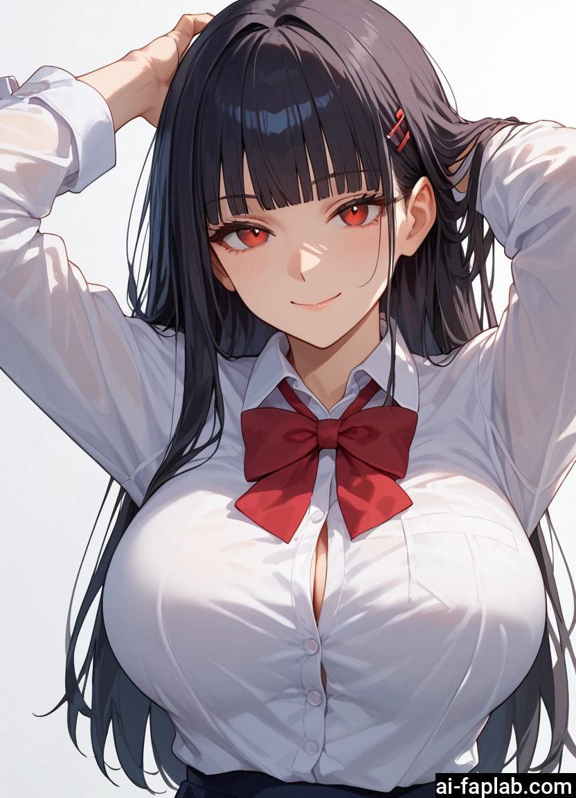 1girl, breasts, long hair, solo, hair ornament, smile · Yamete.gg