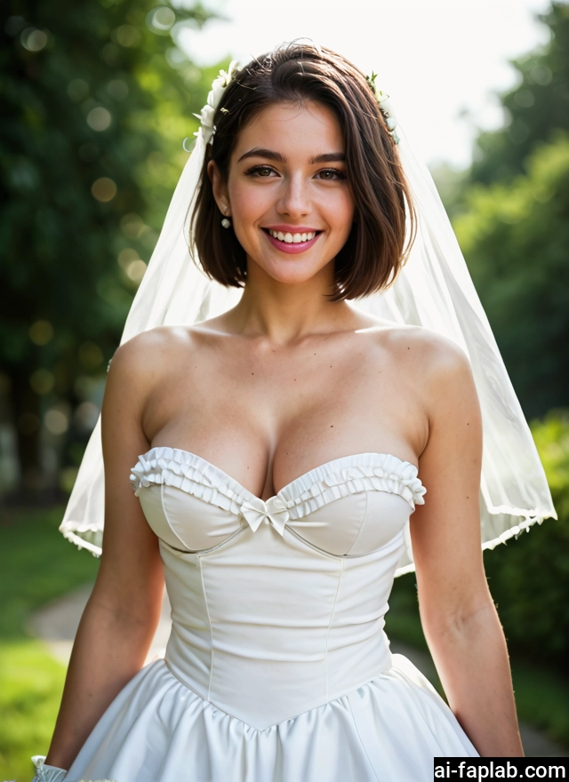 1girl, dress, breasts, solo, wedding dress, veil