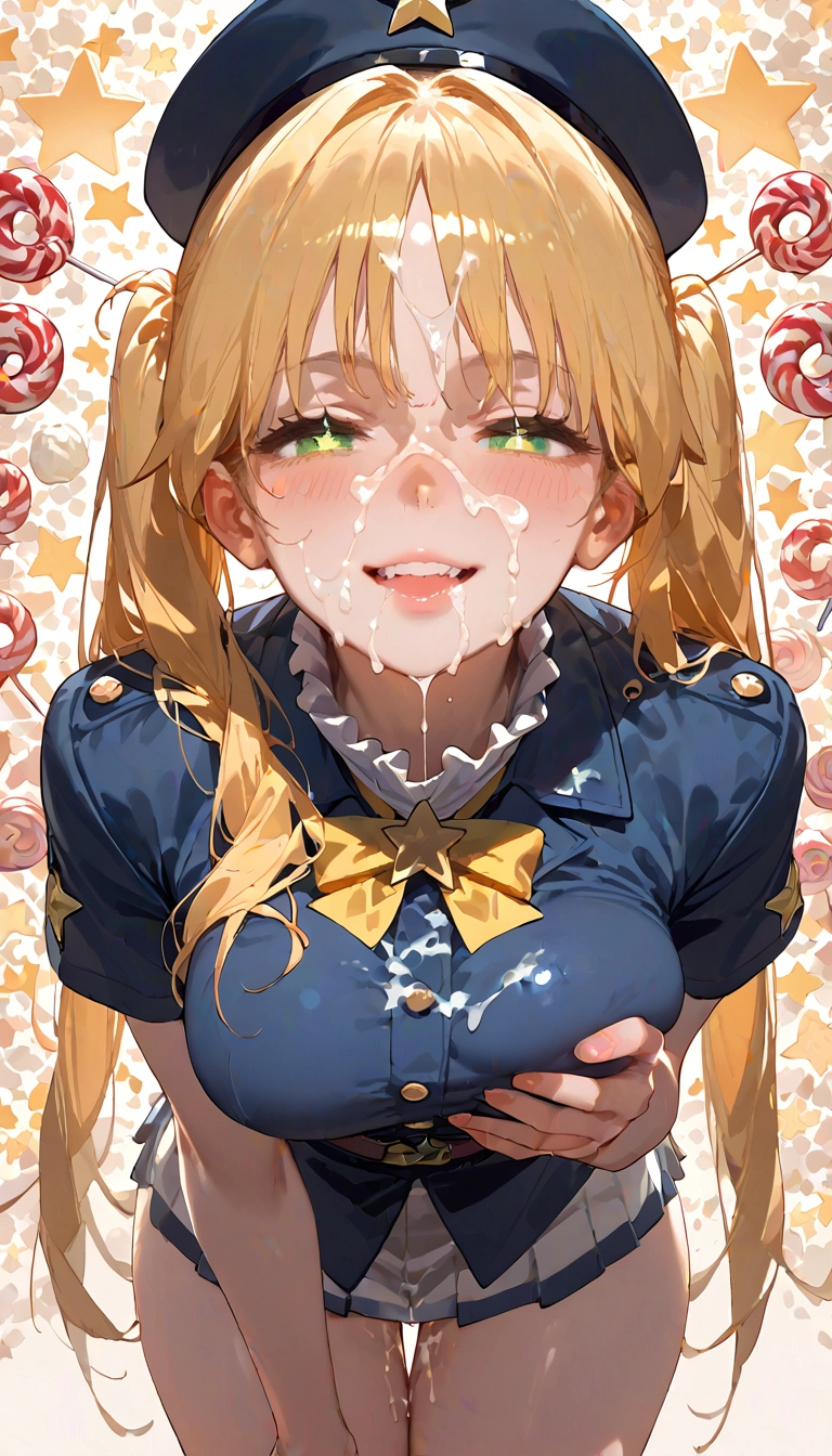 1girl, solo, cum, facial, breasts, twintails · Yamete.gg