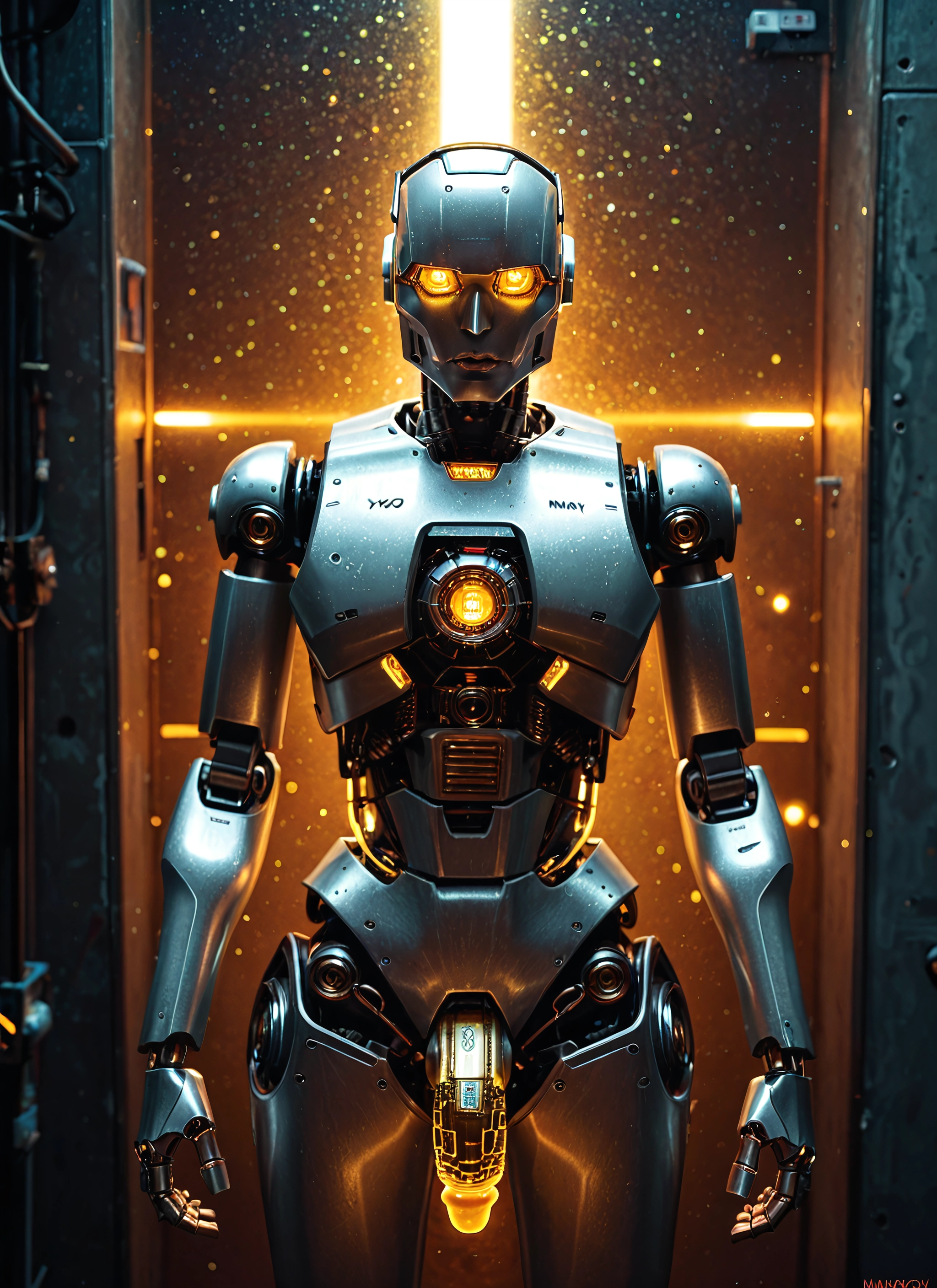 solo, science fiction, glowing, robot, humanoid robot, 1girl · Yamete.gg
