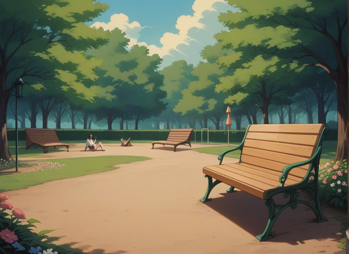 tree, bench, flower, cloud, sky, day · Yamete.gg
