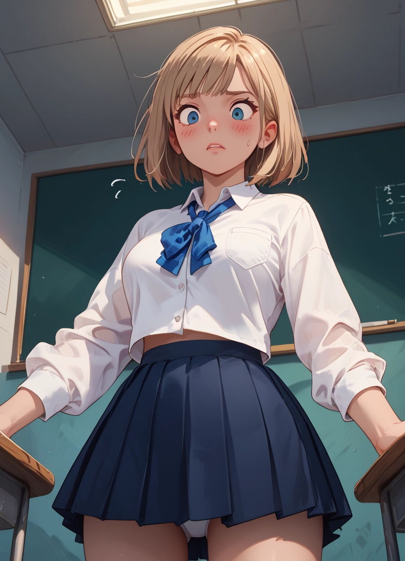 1girl, skirt, underwear, panties, solo, blue eyes · Yamete.gg