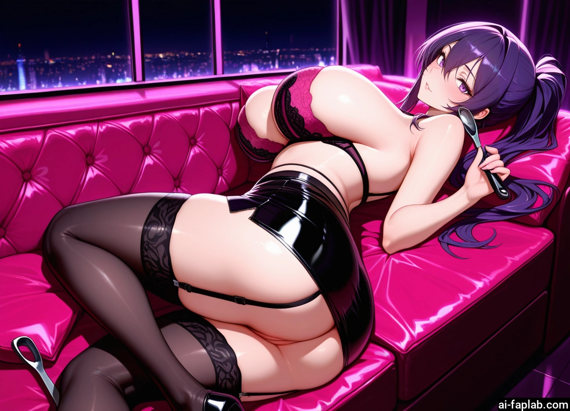 breasts, 1girl, underwear, bra, thighhighs, ass · Yamete.gg