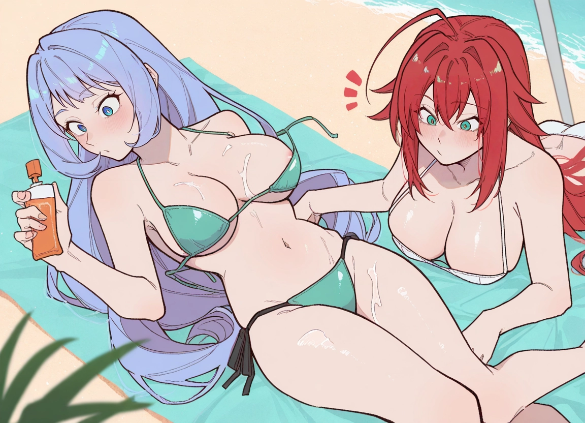 swimsuit, multiple girls, bikini, breasts, 2girls, red hair · Yamete.gg