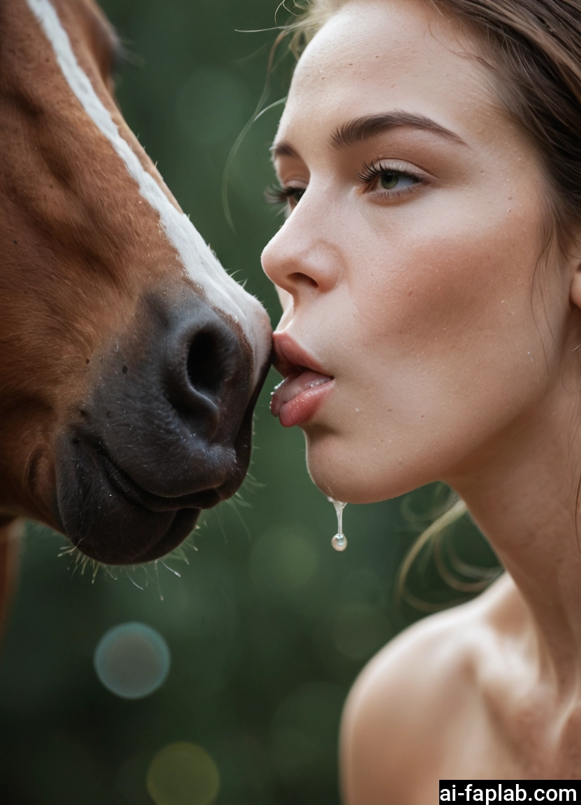1girl, saliva, lips, realistic, animal, bestiality