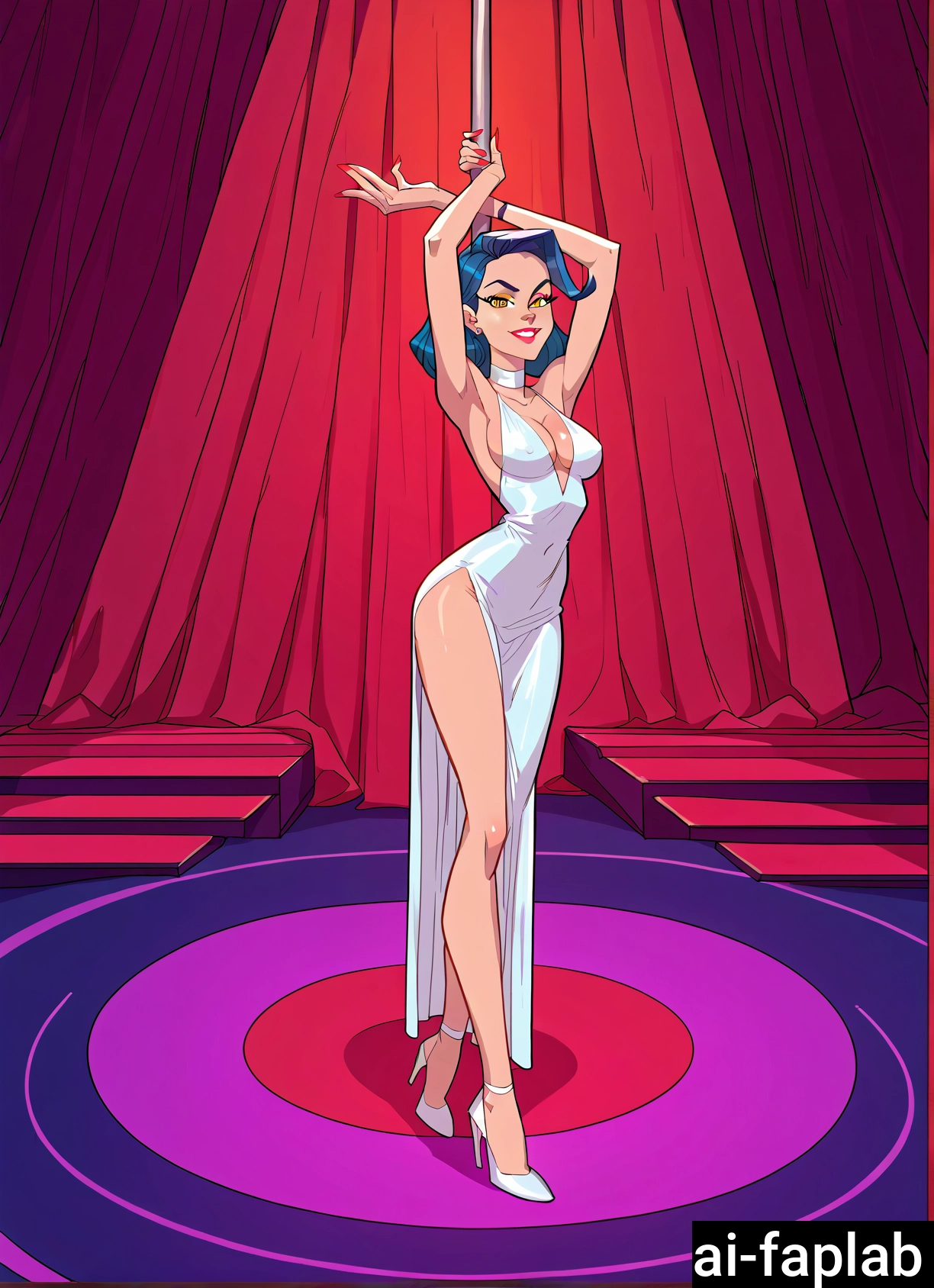 1girl, dress, breasts, solo, high heels, yellow eyes · Yamete.gg