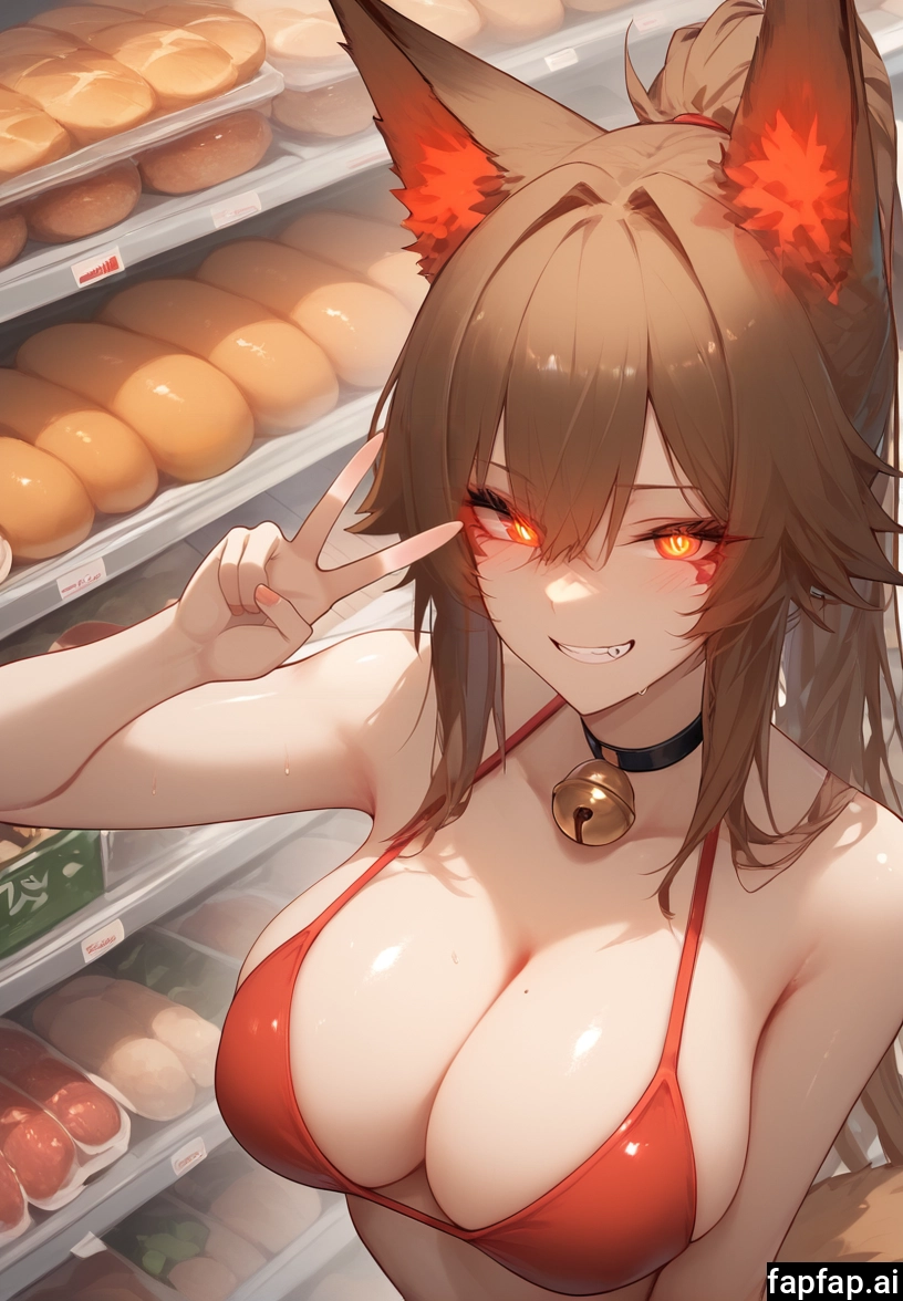 1girl, breasts, animal ears, solo, brown hair, bell · Yamete.gg