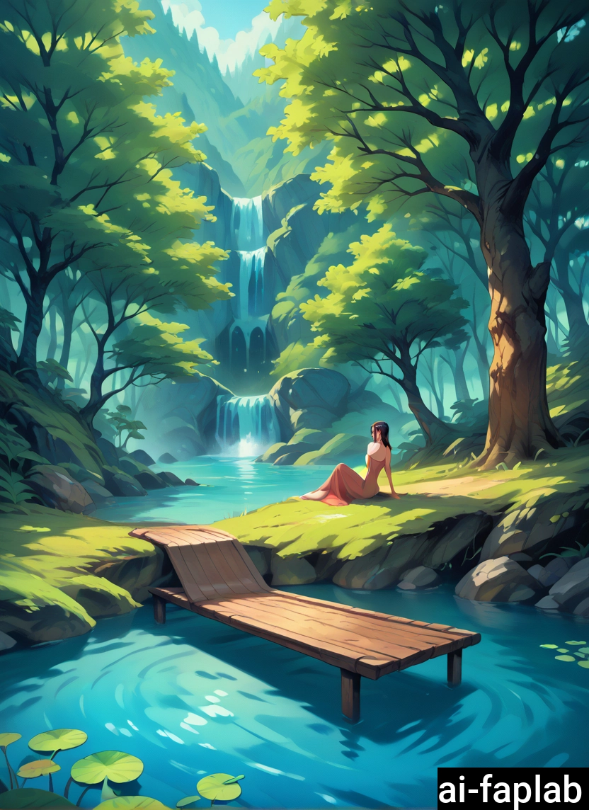 1girl, tree, outdoors, water, scenery, solo · Yamete.gg