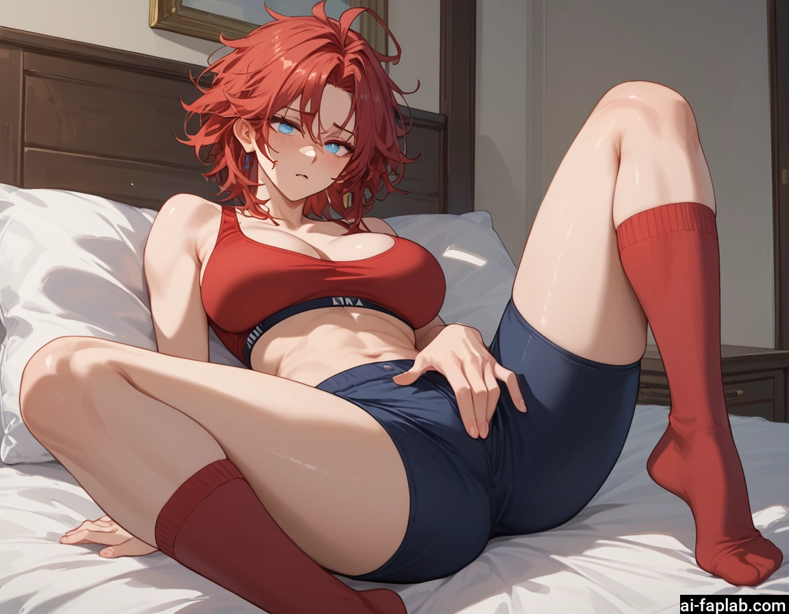 1girl, breasts, blue eyes, large breasts, solo, red hair