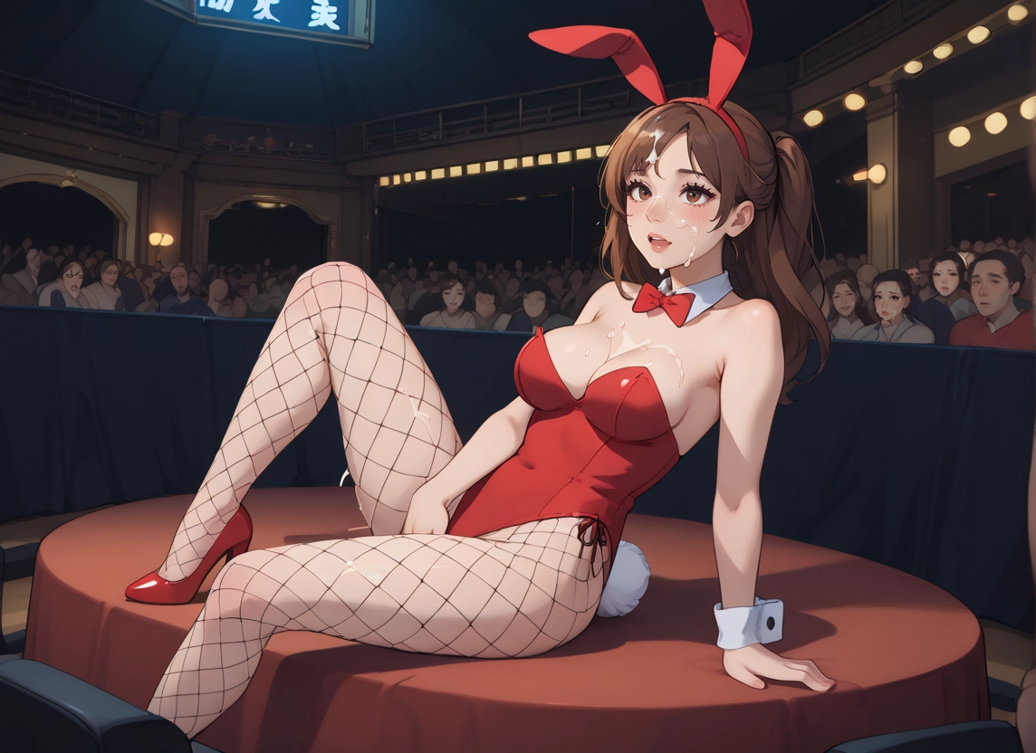 breasts, playboy bunny, animal ears, rabbit ears, brown hair, pantyhose · Yamete.gg