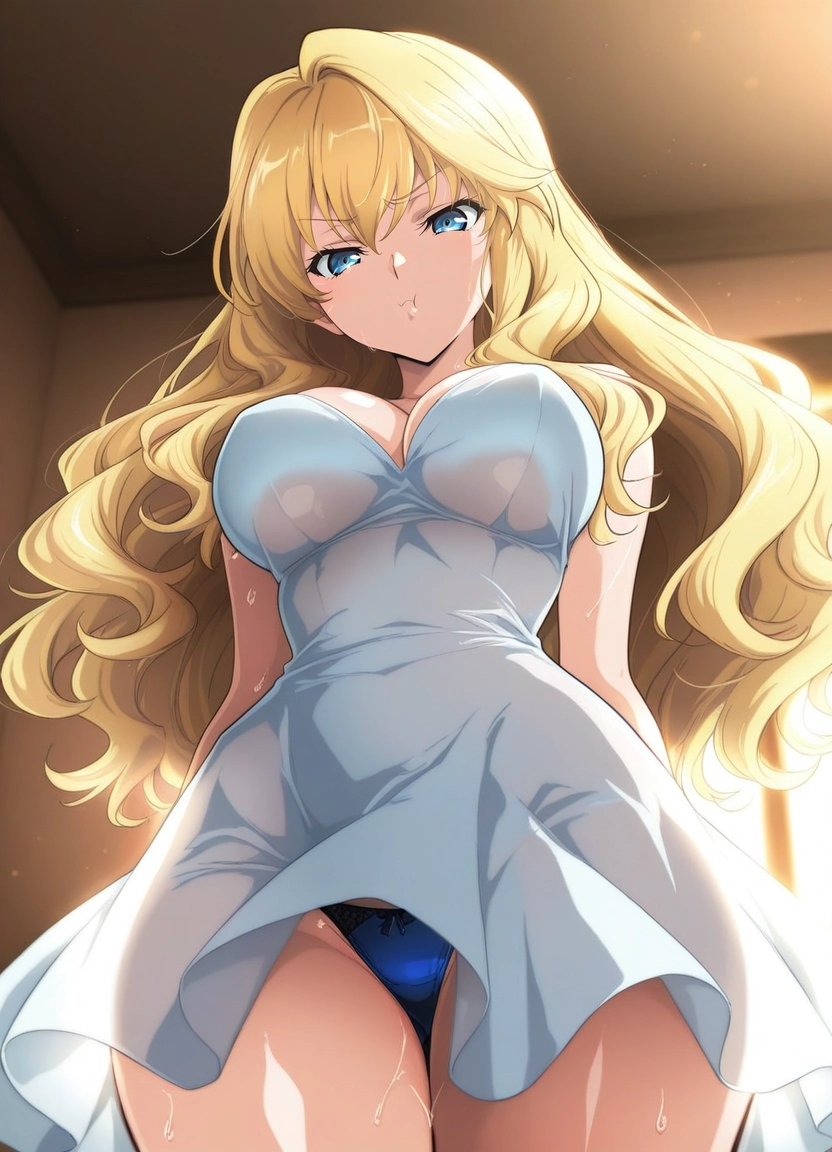 1girl, breasts, solo, underwear, blonde hair, panties · Yamete.gg