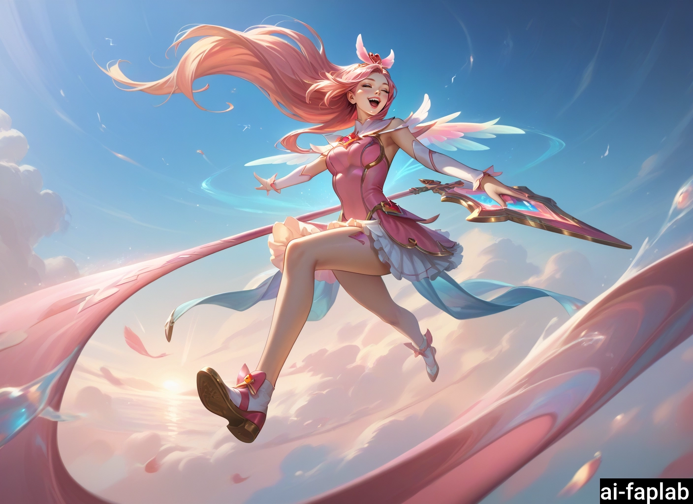 1girl, long hair, solo, dress, sky, star guardian (league of legends) · Yamete.gg