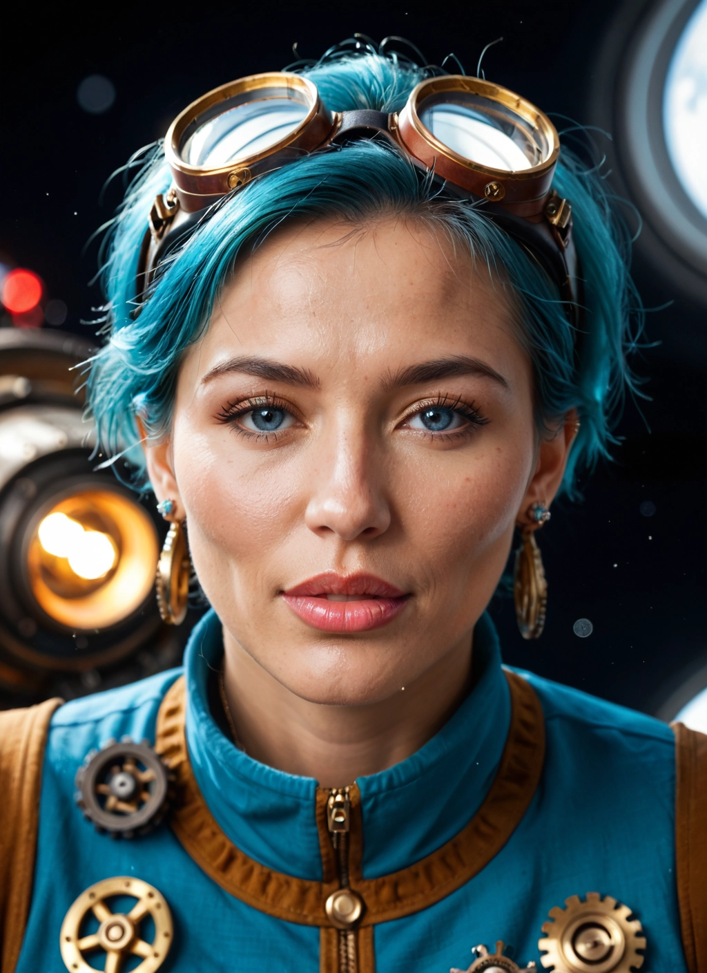 1girl, solo, goggles, jewelry, earrings, goggles on head · Yamete.gg