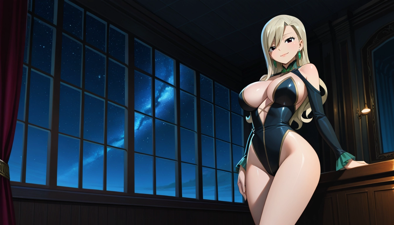 1girl, breasts, solo, large breasts, night, long hair · Yamete.gg
