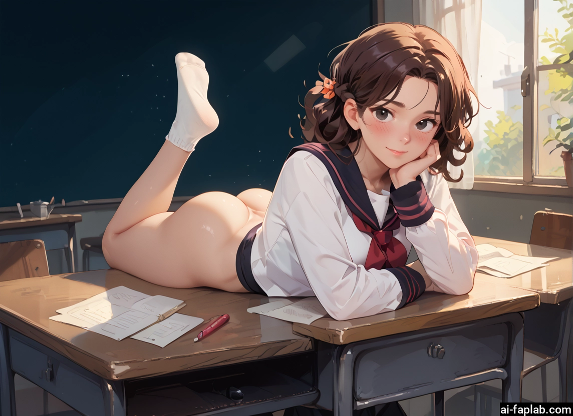 1girl, ass, brown hair, solo, school uniform, bottomless · Yamete.gg