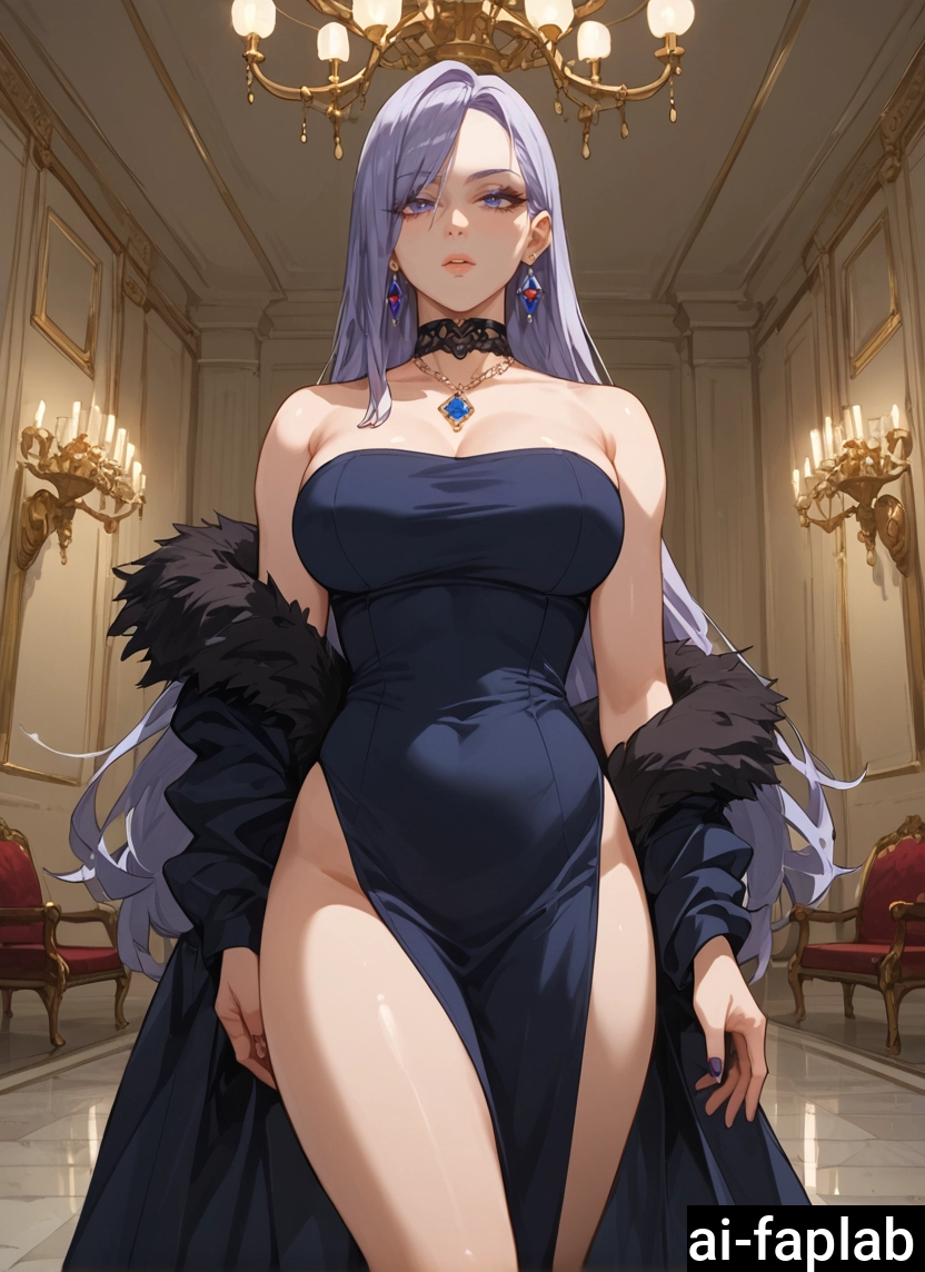 1girl, breasts, jewelry, long hair, dress, earrings