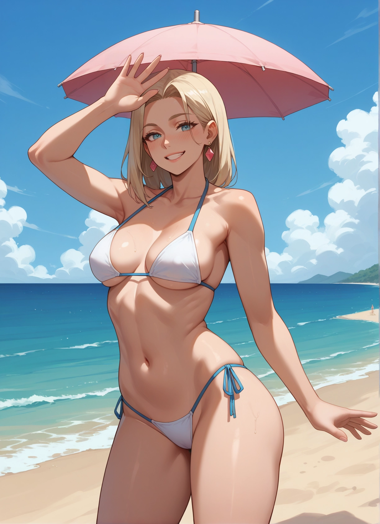 1girl, swimsuit, bikini, breasts, smile, jewelry · Yamete.gg