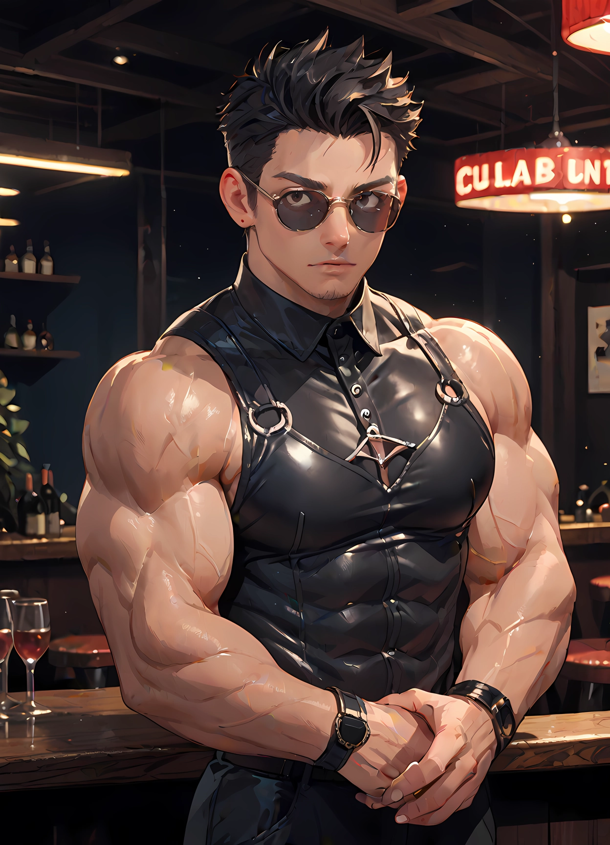 bara, 1boy, male focus, muscular, solo, muscular male · Yamete.gg