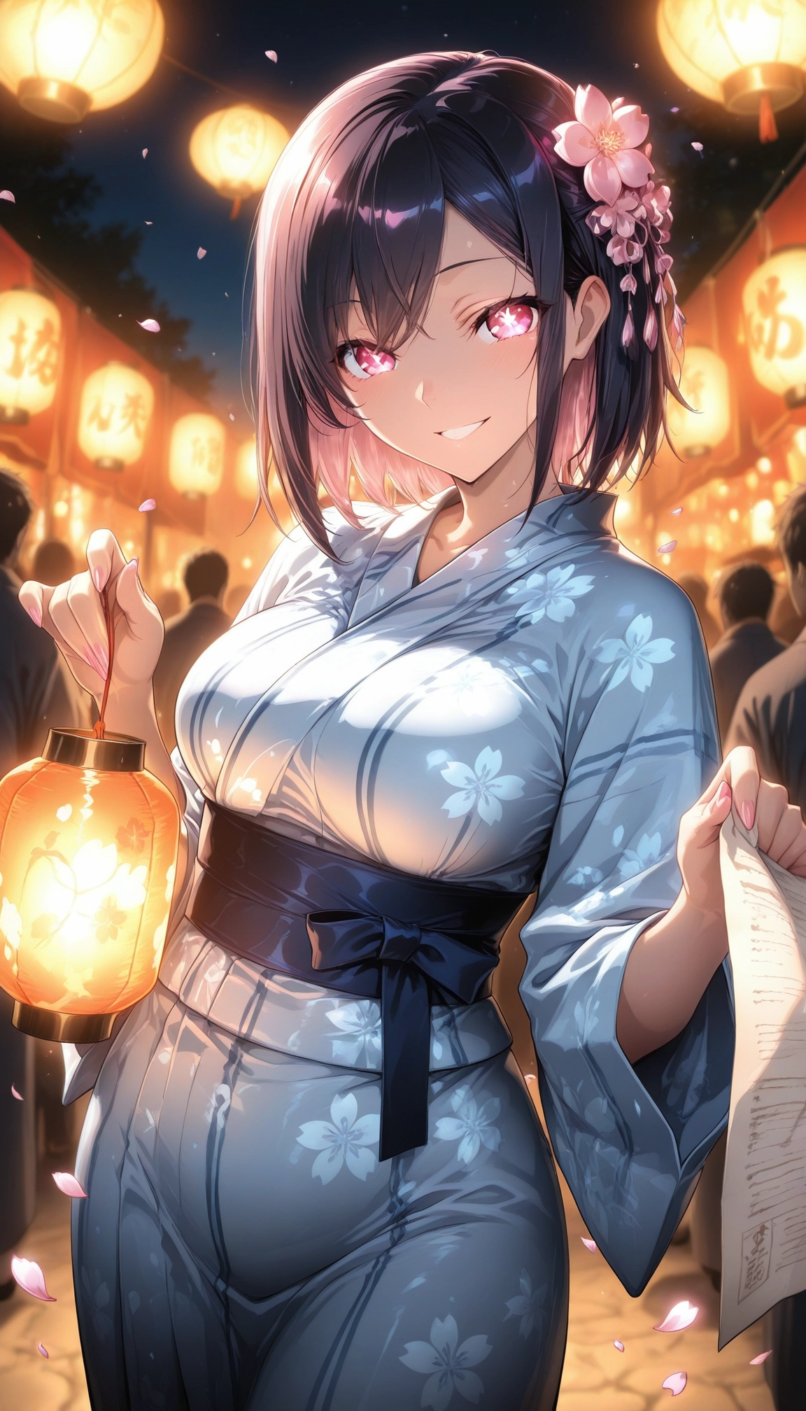 japanese clothes, kimono, smile, 1girl, hair ornament, looking at viewer · Yamete.gg