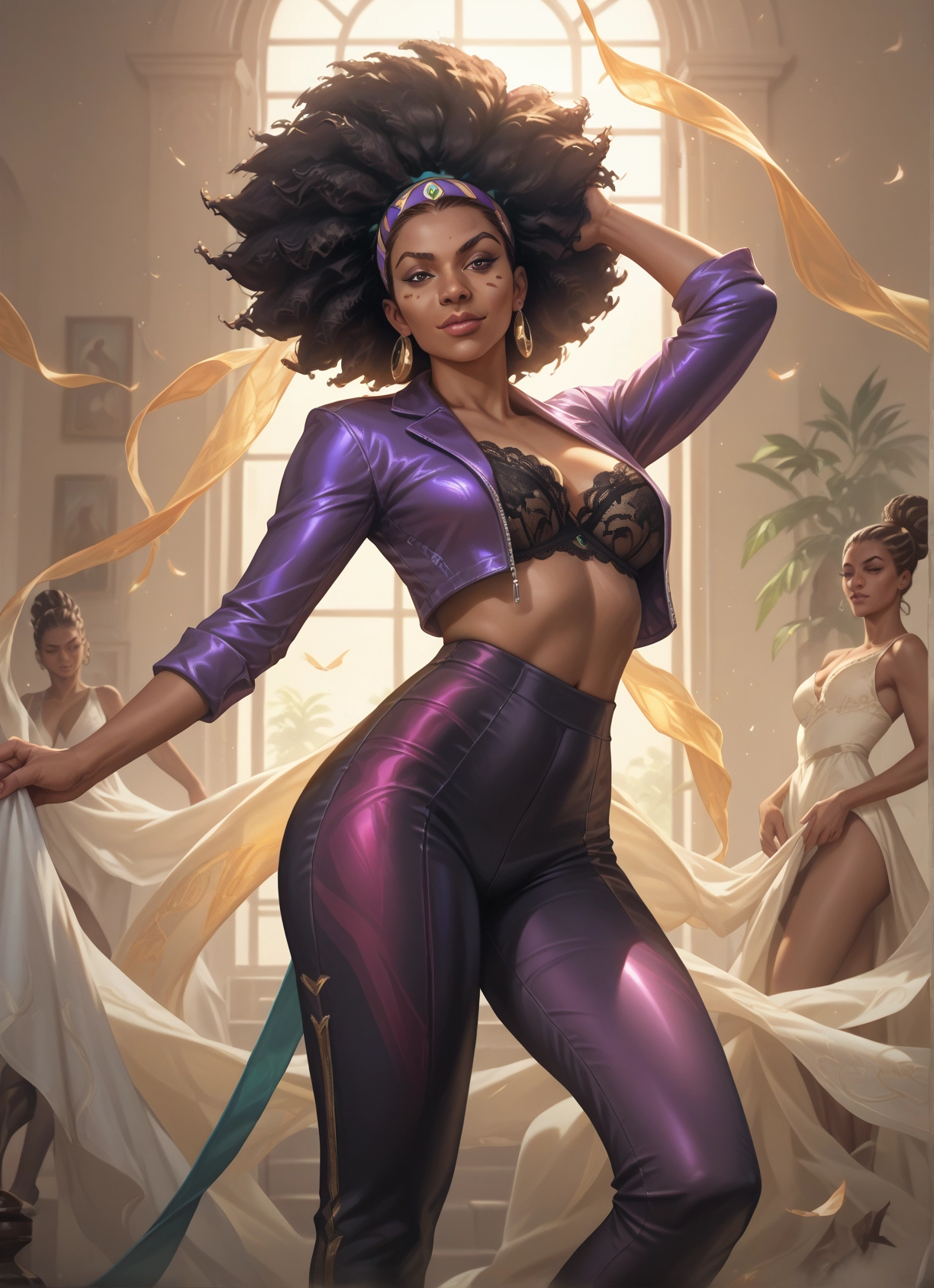 underwear, dress, bra, jewelry, multiple girls, earrings · Yamete.gg