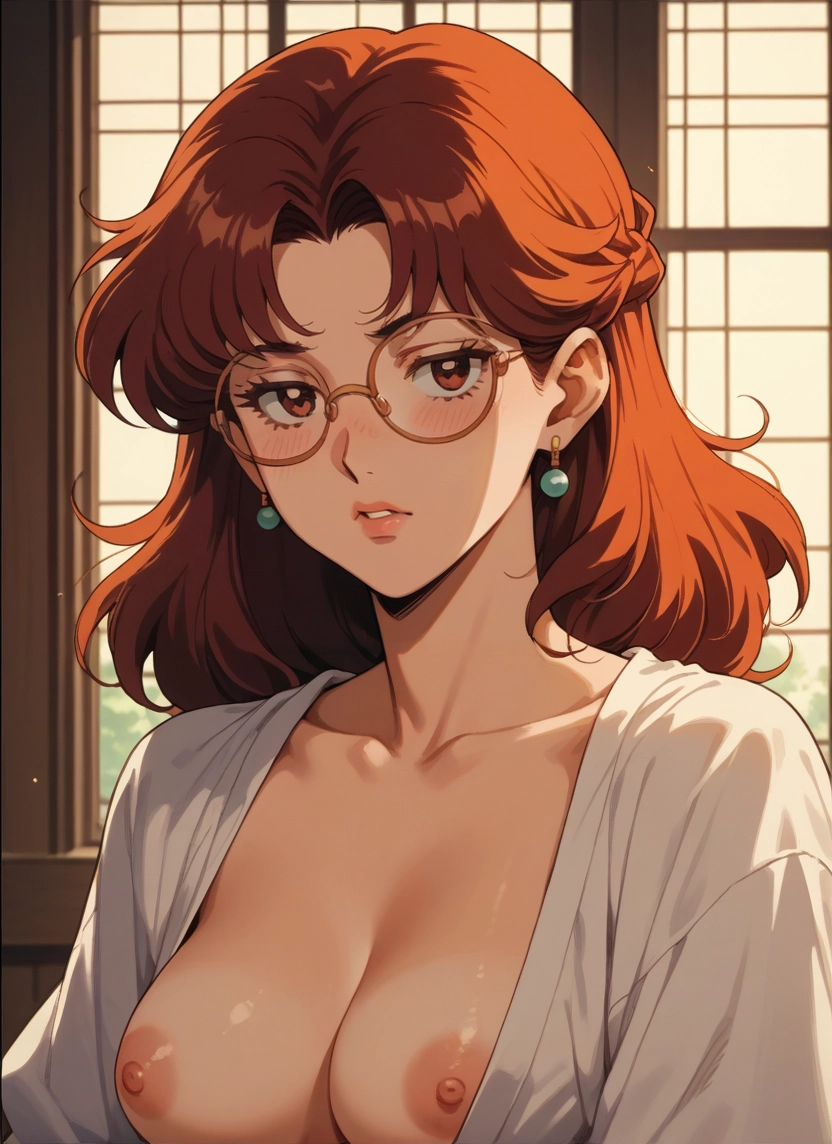 1girl, breasts, nipples, solo, jewelry, earrings · Yamete.gg