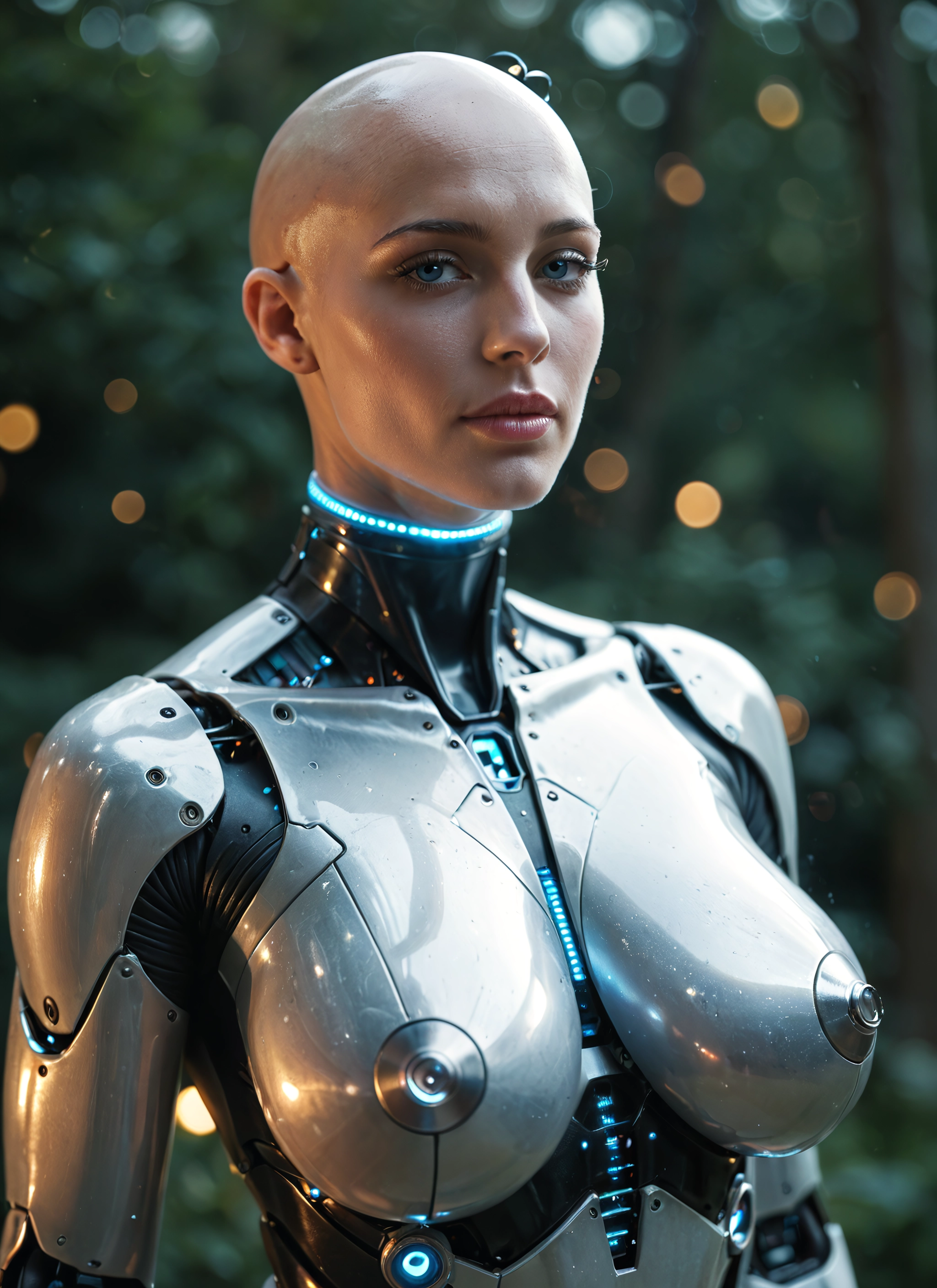 1girl, solo, bald, blue eyes, breasts, bald girl · Yamete.gg