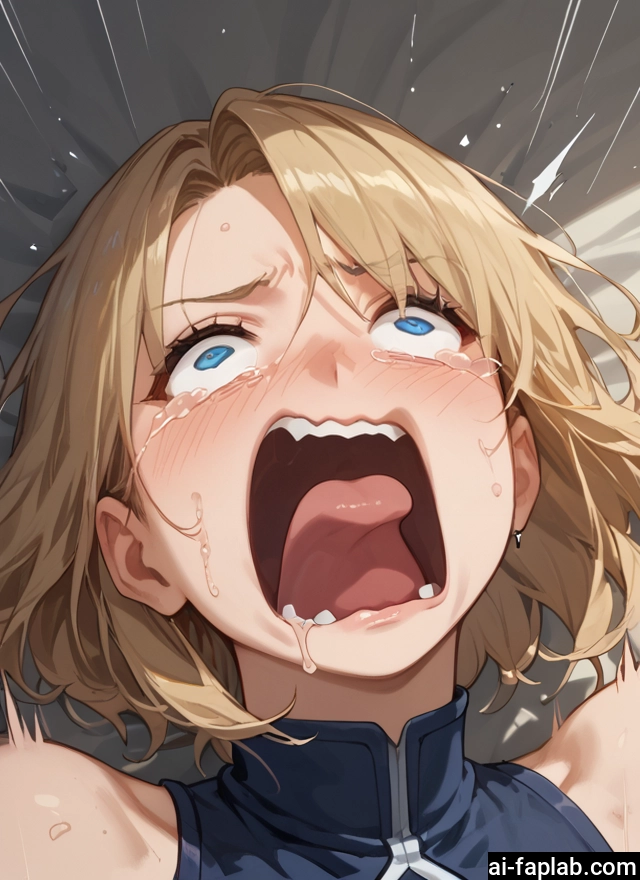 1girl, blue eyes, solo, open mouth, blonde hair, tears · Yamete.gg