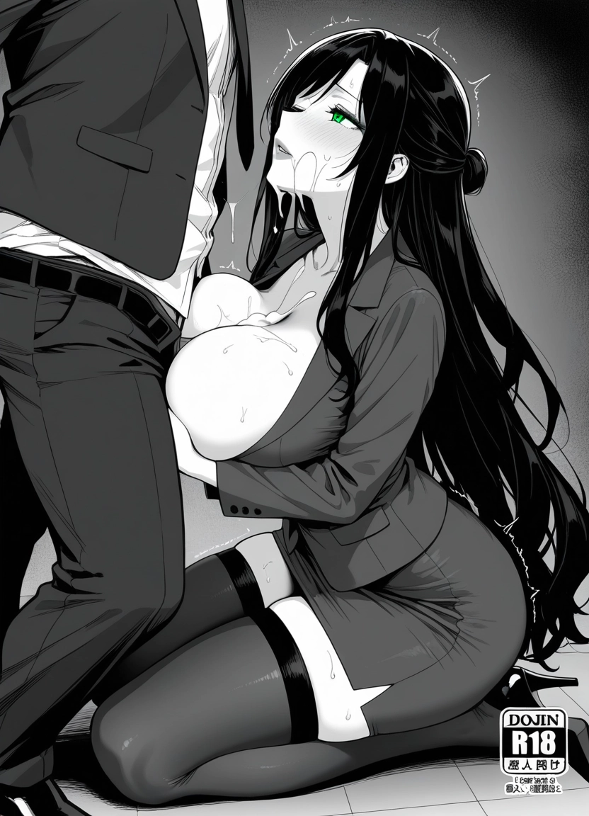 1girl, breasts, 1boy, long hair, hetero, green eyes · Yamete.gg