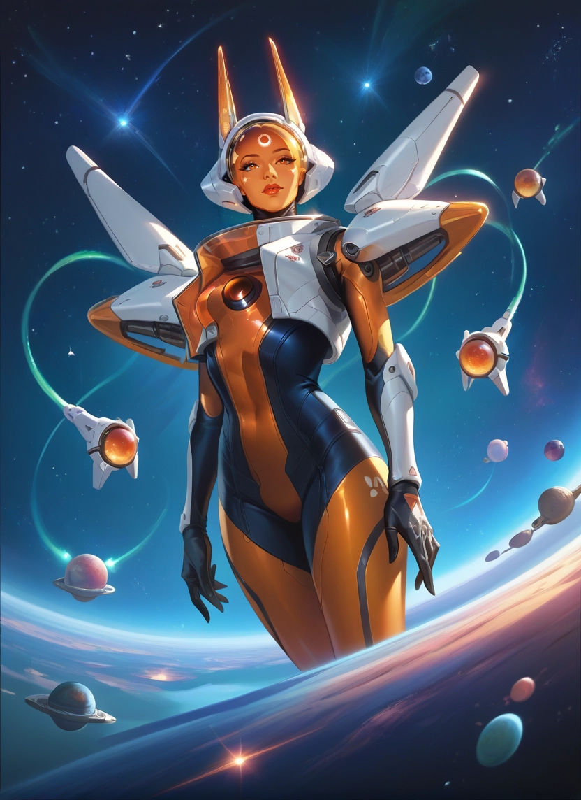 1girl, solo, planet, space, helmet, bodysuit · Yamete.gg