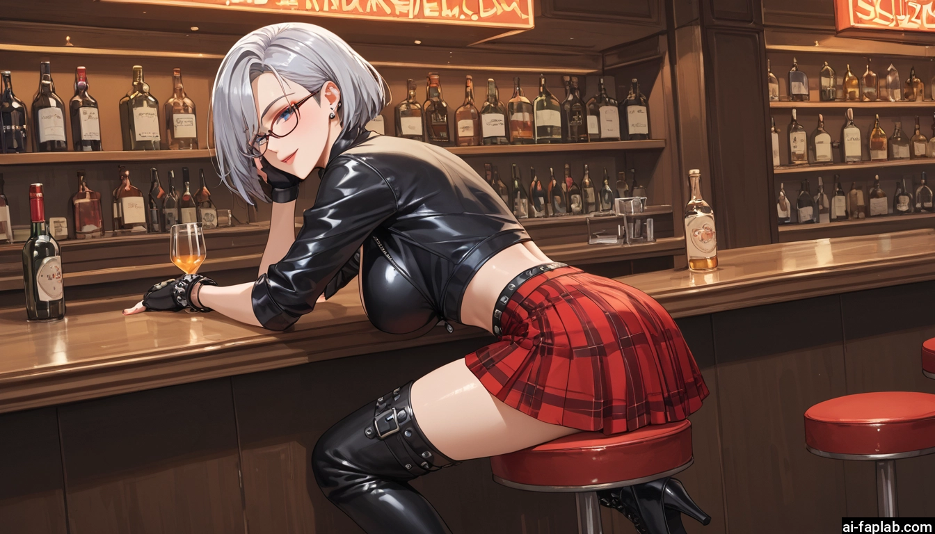 1girl, skirt, thighhighs, gloves, glasses, breasts · Yamete.gg