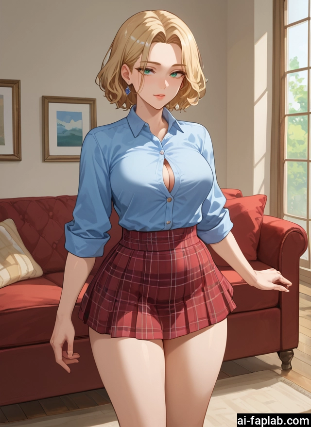 1girl, breasts, skirt, jewelry, blonde hair, earrings
