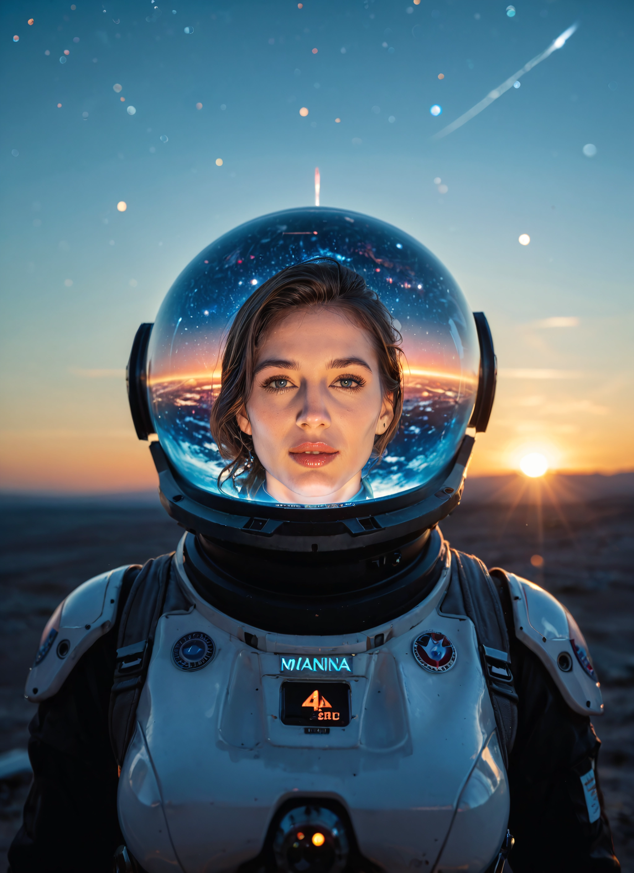 1girl, solo, spacesuit, helmet, astronaut, brown hair · Yamete.gg