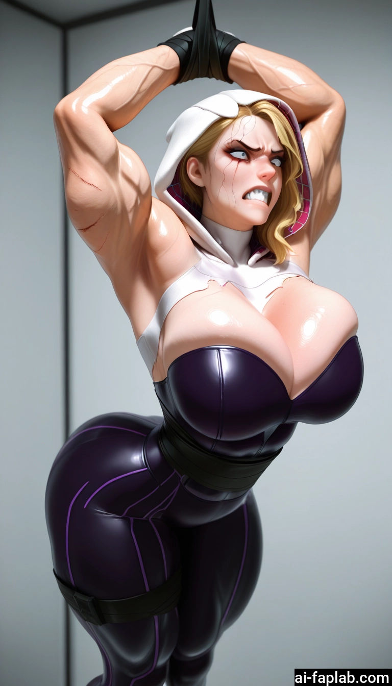 1girl, breasts, hood, blonde hair, bound, armpits