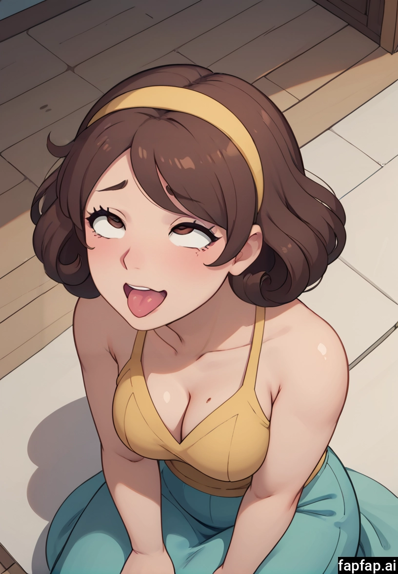 1girl, breasts, brown hair, cleavage, solo, tongue · Yamete.gg